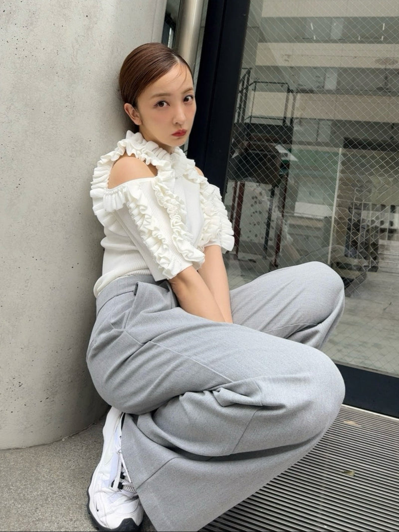 【新品未使用】【完売品】Rosy luce SUMMER KNIT TOPS FRILL TRIM KNIT TOPS - WHITE – Rosy luce