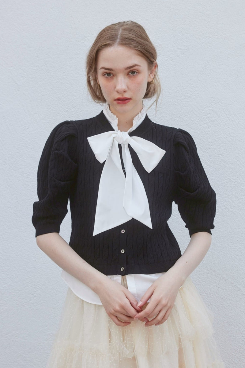 MINI CABLE SHIRTS KNIT CD - BLACK