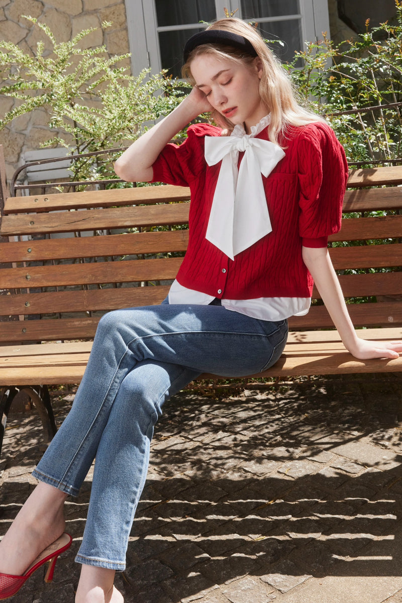MINI CABLE SHIRTS KNIT CD - RED