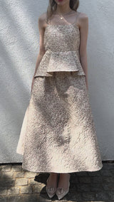 Peplum Jacquard Dress