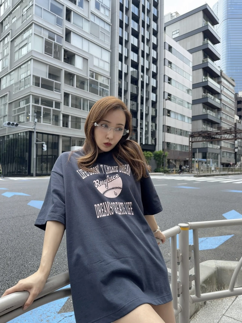 ROSY COLLEGE LOGO TSHIRT - CHARCOAL GRAY