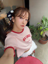 CROPPED ROSY TEE - PINK