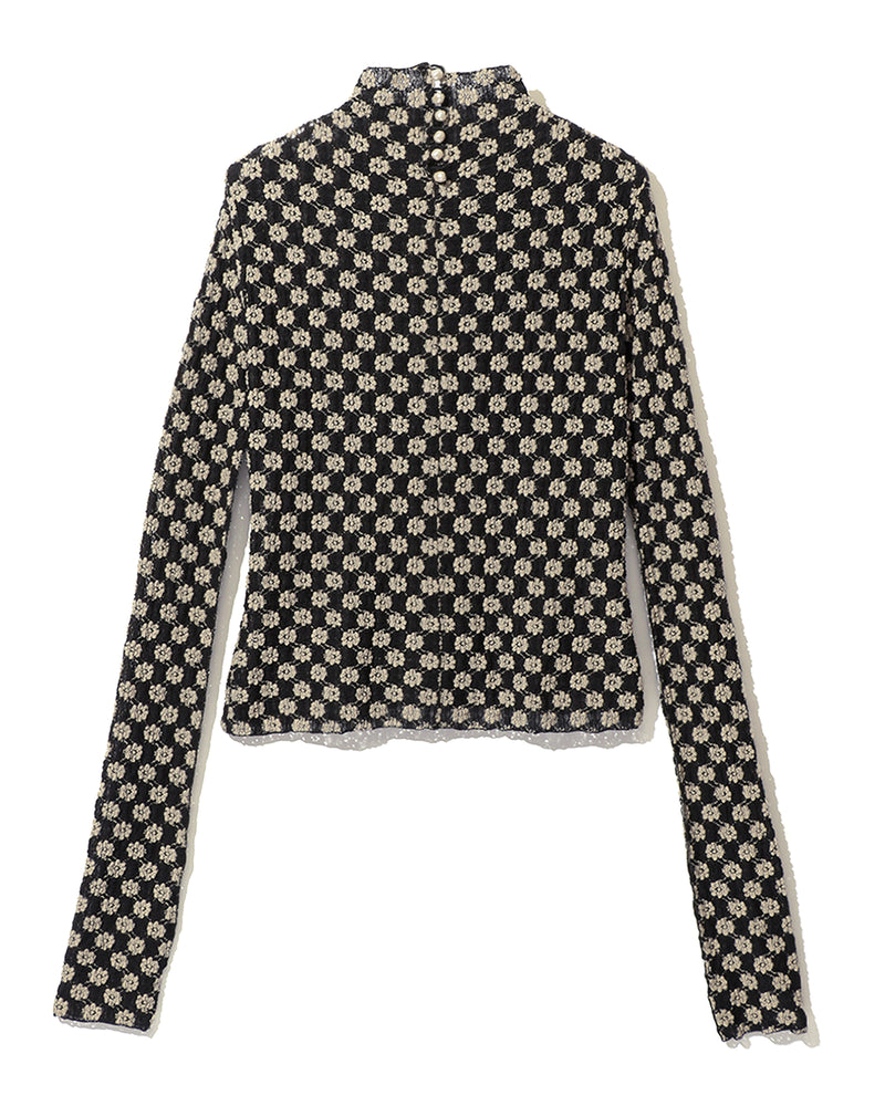 Jacquard flower tops