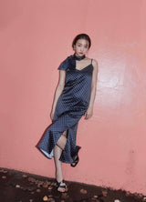 Dots flower camisole dress - NAVY
