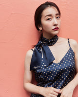 Dots flower camisole dress - NAVY