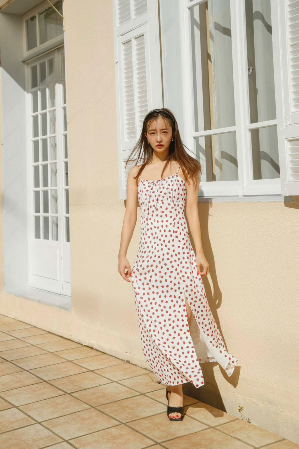 Strawberry camisole dress - WHITE – Rosy luce