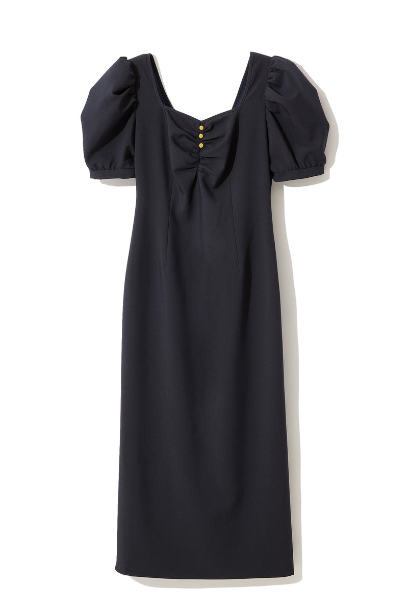 French powershoulder dress - NAVY