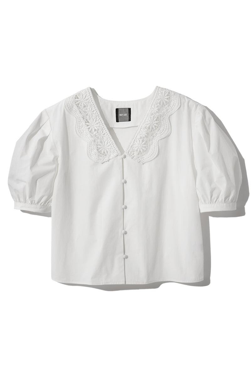 ROSY LUCE LACECOLLARBLOUSE 白 FREE-